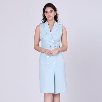 Trench -stijl mouwloze jurk met dubbele borsten