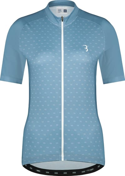 BBB Cycling DonnaFit Fietsshirt Dames Korte Mouw - Sneldrogend en Ademend - Comfortabel Wielrenshirt - Grijs Blauw Wielertenue - Maat S - BBW-412