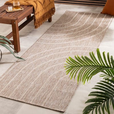 Fraai In- & Outdoor loper - Sierra Curves Beige/Creme - 80x180cm
