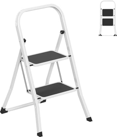 Inklapbare Trapladder met Leuning - 2 Treden Huishoudladder voor Veilig en Comfortabel Gebruik