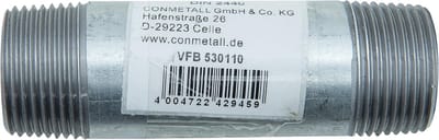 Verzinkte buisnippel 1 inch x 100 mm voor sanitairinstallaties