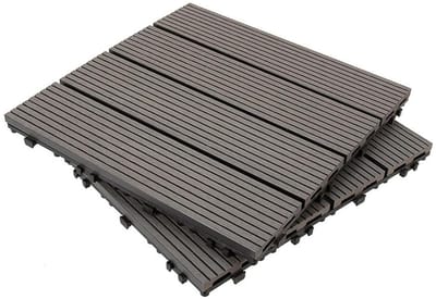 Terrastegels Hout - Buiten vloer - Terras Aankleden - In elkaar grijpend systeem - 9 stuks - Grijs