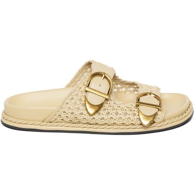 Steve Madden Zoya Slides Natural Raffia Maat: 37 | Sandalen Outlet | Dames | Beige
