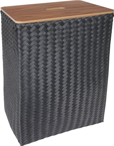 Wasmand met deksel - Opbergmand - Organizer - Handgevlochten - Handed By Grand Superb met deksel - donkergrijs - dark grey