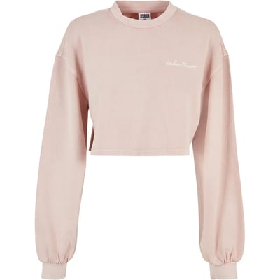 Sweatshirt rongkraag court badstof met kleine borduursels vrouw Urban Classics