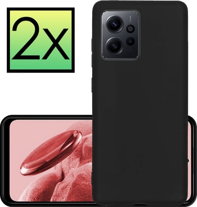 Hoesje - 2 Stuks - Geschikt voor Xiaomi Redmi Note 12 4G - Sterk & Shockproof - Case Siliconen - Back Cover - Telefoon Hoes - Zwart