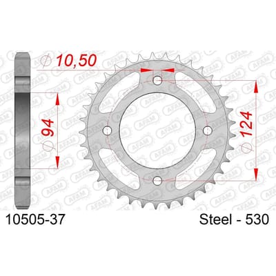 Stalen tandwiel Afam 530 37 dents