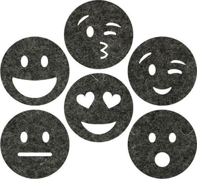 Smileys vilt onderzetters - Gemeleerd antraciet - 6 stuks - ø 9,5 cm - Tafeldecoratie - Glas onderzetter - Cadeau - Woondecoratie - Tafelbescherming - Onderzetters voor glazen - Keukenbenodigdheden - Woonaccessoires - Tafelaccessoires