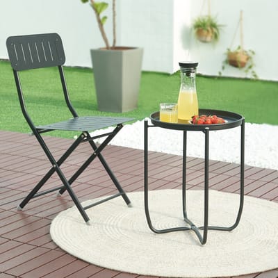 Tuintafel Sandefjord bijzettafel rond metaal 53xØ40 cm zwart [en.casa]