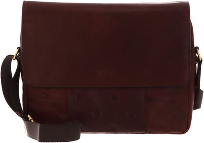 mano Leren Schoudertas Laptoptas met laptopvak Don Leon Stuart Messenger Bag Mid - Brown Bruine