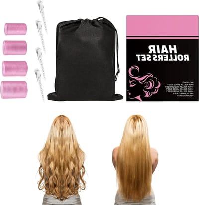 Haarwikkel, zelfklevende haarwikkel, koudellokken met clips, voor vrouwen, dik, fijn, dun, gemiddeld volume, pony, reizen