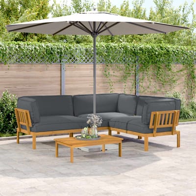 vidaXL - Bankstel - 4 - st - Antraciet - Massief - Acacia - Hout