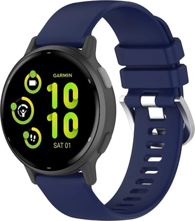 Strap-it Siliconen classic bandje geschikt voor Garmin Vivoactive 6 / 5 / 3 / Vivomove / 3 / HR / Style / Luxe / Sport / Trend / Forerunner 645 / 570 / 245 / 170 / 165 / 70 / 55 / Venu / SQ / SQ2 / 2 Plus / Approach S12 / S40 / S42 - Donkerblauw