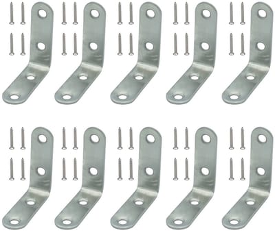 10 stuks hoekverbindingen roestvrij staal hoekklemmen meubelhoek met 40 schroeven (50 x 50 mm)