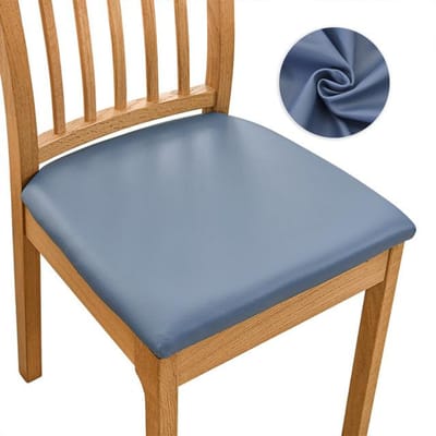 Pu leren stoelzittinghoes verwijderbare waterdichte keuken eetkamerstoel hoes stretch zitkussen voor hotel thuis keuken 1 PC blauw