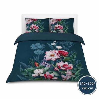 Dekbedovertrek - 240x200/220 - Groen Multi Bloemen - Oase Design - Luxe, Zacht & Ademend - Inclusief Kussenslopen - Kleurvast