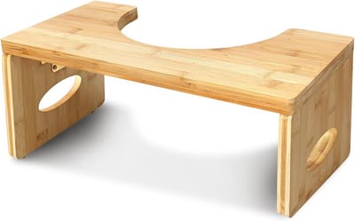 Opvouwbaar Krukje voor Toilethouding Verbetering - Antislip Bamboe Ontwerp