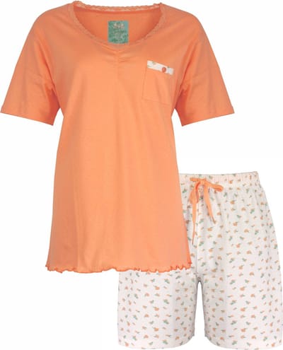 Tenderness Dames Shortama - Pyjama Set - Oranje - Maat S
