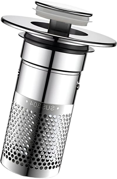 Badkamer afvoerstopper - Gootsteen zeef - Haar opvangen - Roestvrijstalen mand - 1 stuk - Zilver