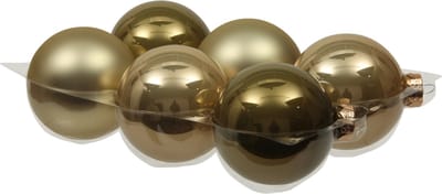 Othmar Decorations Kerstballen - 6x st - dusky lime goud/groen - 8 cm - glas - glans/mat