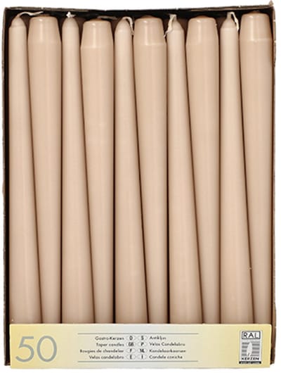 50 Kandelaarkaarsen Ø 2,2 cm · 25 cm poeder