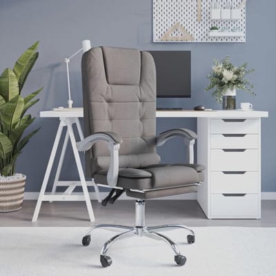 Ergonomische bureaustoel - Comfortabele werkstoel - Ontspannen werken - Met massagefunctie - Verstelbaar - Taupe