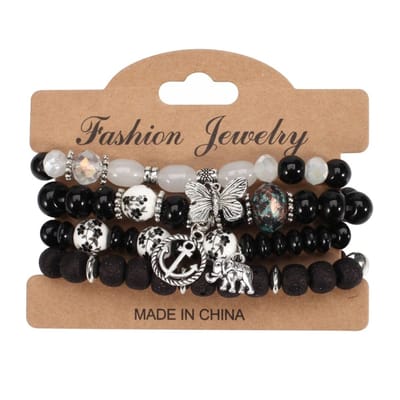 Fako Bijoux® - Armband Set - Boho - Bohemian - Bedels - Zwart