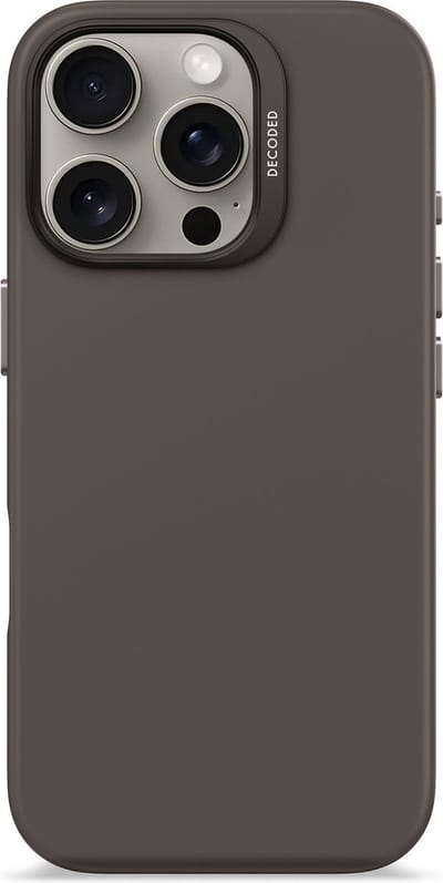 DECODED Siliconen Hoesje Geschikt voor iPhone 15 Pro - Premium Soft-Touch Materiaal - Antibacteriële Coating - Geschikt voor MagSafe - Phantom Zwart