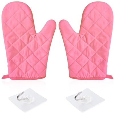 Dailygoods- Ovenwanten Hittebestendig - 2 Stuks - Antislip - Keukenkookhandschoenen - Polyester-Katoen - 28 x 14 cm - Keukenhandschoenen