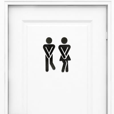 Houten WC Deurbordje – Toilet Pictogram Mannetje & Vrouwtje - zelfklevend man en vrouw - zwart hout - 10 cm x 3 cm