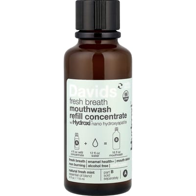 Davids, Concentré de bain de bouche pour purifier l'haleine, Menthe fraîche naturelle, 4 fl oz (118ml) white
