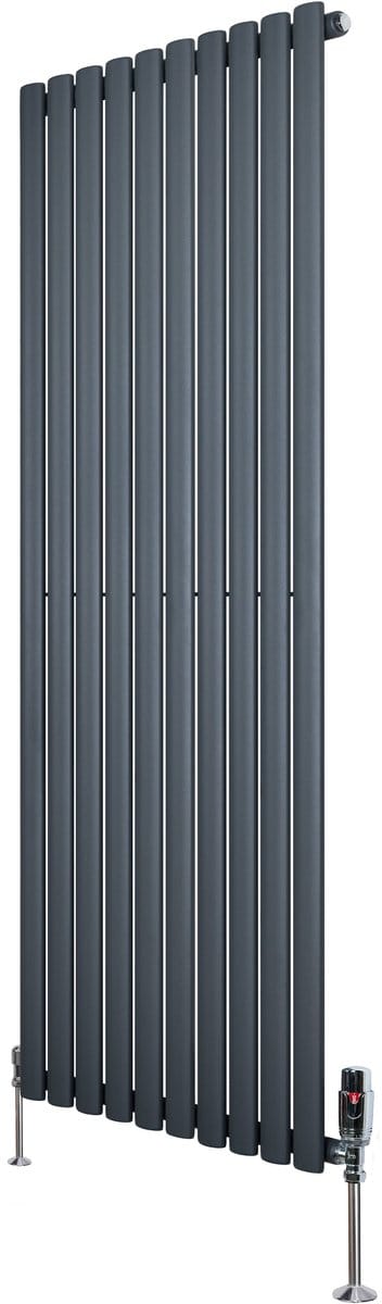 Ovale radiator 1 kolom - 1600x600 mm - grijs - thermostaatkraan