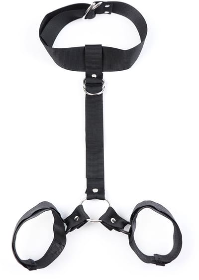 Smart Moves - Collar met Handboeien aan Verbindende Riem - Zwart