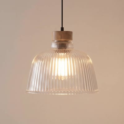 Lamkur Hanglamp Asta, eikenhout/glas, Ø 28 cm, E27
