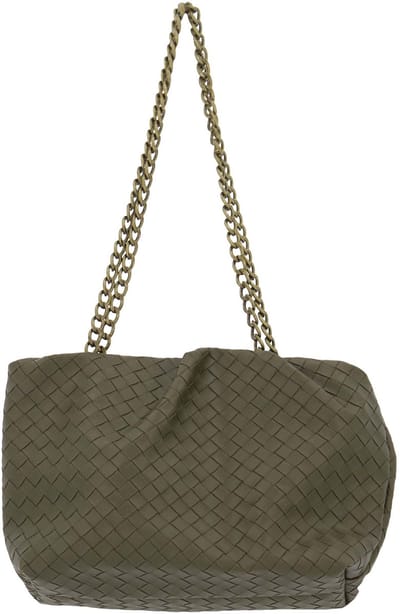 Zusss Gevlochten Tas Klein 100% PU Leer Light Mossgreen