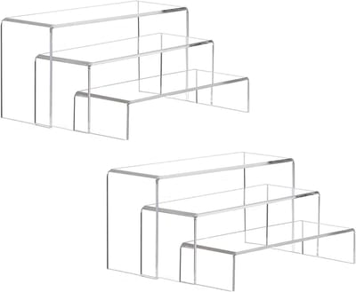 6 stuks acryl rekken, 3 maten acryl riser displaystandaard, heldere rechthoekige gelaagde displaystandaard, sieradendisplayhouder, cupcake-dessertstandaard, houder voor popfiguren