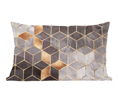 Sierkussens - Kussentjes Woonkamer - 60x40 cm - Abstract - Kubus - Goud - Patronen - Zwart - Wit