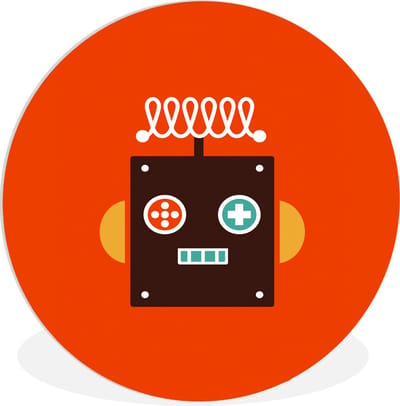 WallCircle® Wandcirkel 140x140 cm - Muurcirkel Robot - Vormen - Gezicht - Oranje - Jongens - Kinderen - Muurdecoratie woonkamer - Wanddecoratie slaapkamer - Kamer decoratie accessoires - Ronde schilderijen