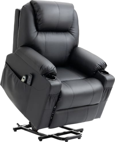 Massagestoel - Relaxfauteuil - Zetel - Sta op stoel elektrisch - Stof - 1 persoons - Met armleuning - Zeer comfortabel - Elektrisch - Zwart