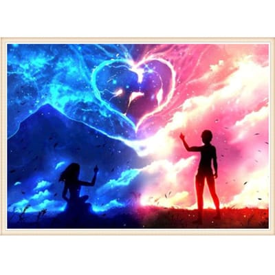Broderie diamant Paysage 5D Peinture diamant Couple Image de strass Mosaïque diamant 20X30CM pink