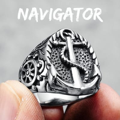 Retro Anker Ring 316L Roestvrij Staal Heren Ringen Navigator Oceaan Kapitein Roer Rock voor Biker Mannelijk Vriend Sieraden Beste Cadeau 8 gray