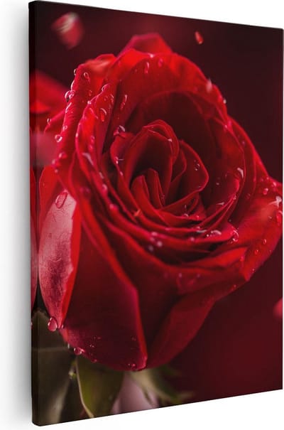 Artaza Canvas Schilderij Rozen - 40x50 cm - Wanddecoratie Bloemen Woonkamer - Muurdecoratie Bloem - Kamer Accessoires Rood