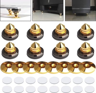 Vergulde Speaker Spikes Set - 8 Stuks voor Audioapparatuur en Geluidsisolatie