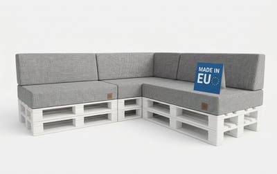 Palletkussenset 7-delig - Kussens voor palletbank en palletmeubels - UV-bestendig - Voor binnen en buiten, uv grijs rechts