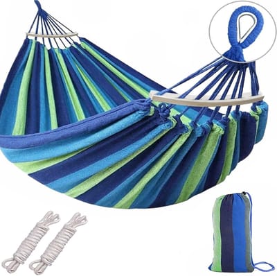 Camping hangmat - canvas - 260 x 80 cm - met spreidstokken