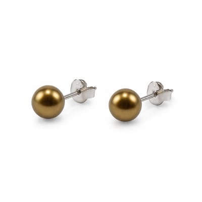 Behave Parel Oorstekers 6 mm Bruin – Kleine Glasparel Oorbellen Dames & Meisjes – Tweede Gaatje – Nikkelvrij – Zilverkleurig