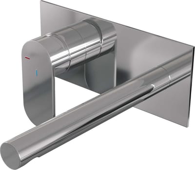 Brauer Chrome Edition inbouw wastafelmengkraan met rechte uitloop en afdekplaat model C2 chroom