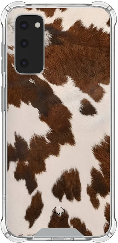 Shockproof hoesje geschikt voor Samsung Galaxy S20 FE - Cow vibe - Schokbestendig - Verhoogde randen - TPU case - Extra Sterke Back Cover - Print - Transparant, Bruin
