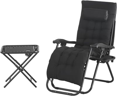 Outdoor Ligstoel - Lounge stoel - Buiten ontspannen - Vergrendelbaar ligsysteem - 110x87x53 cm - Zwart