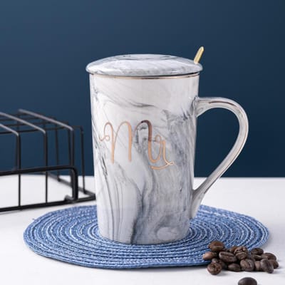 Europese Stijl Creatieve Goudrand Marmer Keramische Mok Creatieve Koffiekop Huwelijks Souvenir Cadeau Koppel Waterbeker 301-400ml